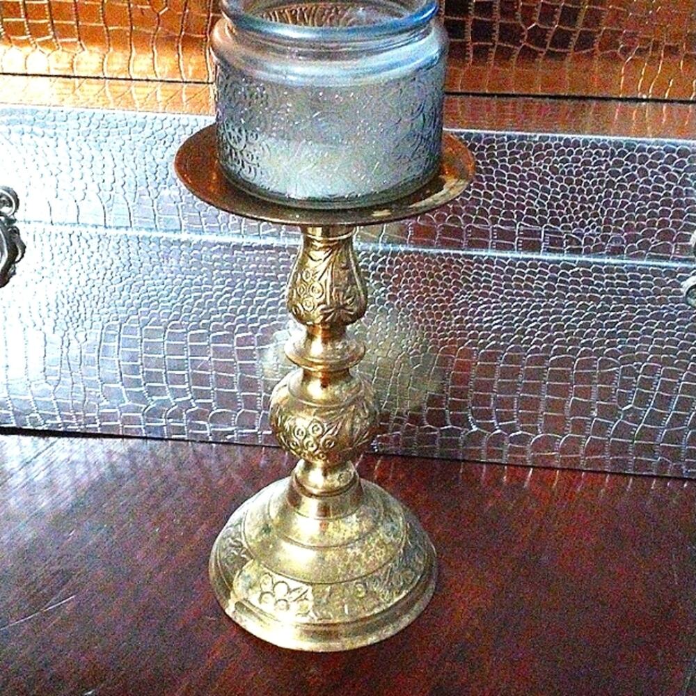 Exotic Solid Brass Candle Holder Cottagecore Romantic Mediterranean Holiday